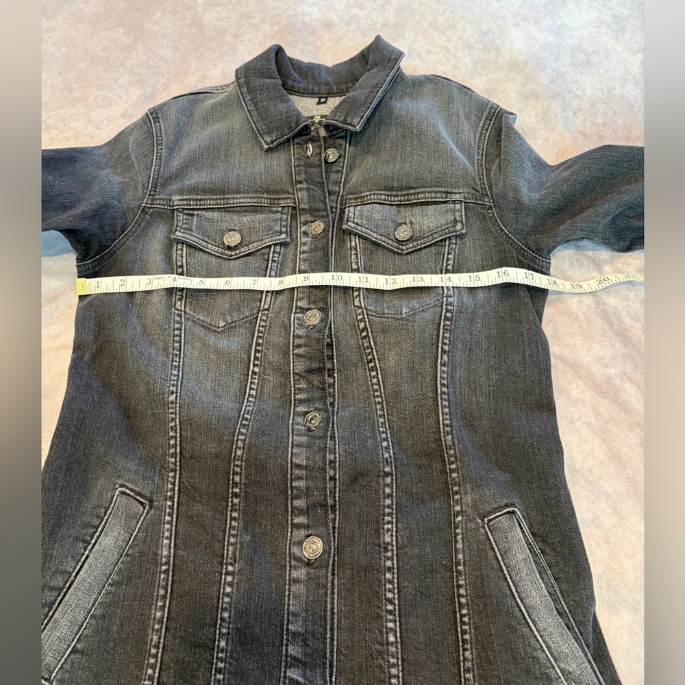 7 For All Mankind Women's Black Denim Button-Front  Trucker Jacket - Picture 7 of 12